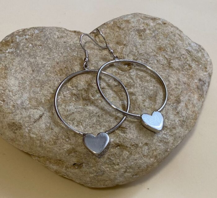 Pendientes aro colgante corazón