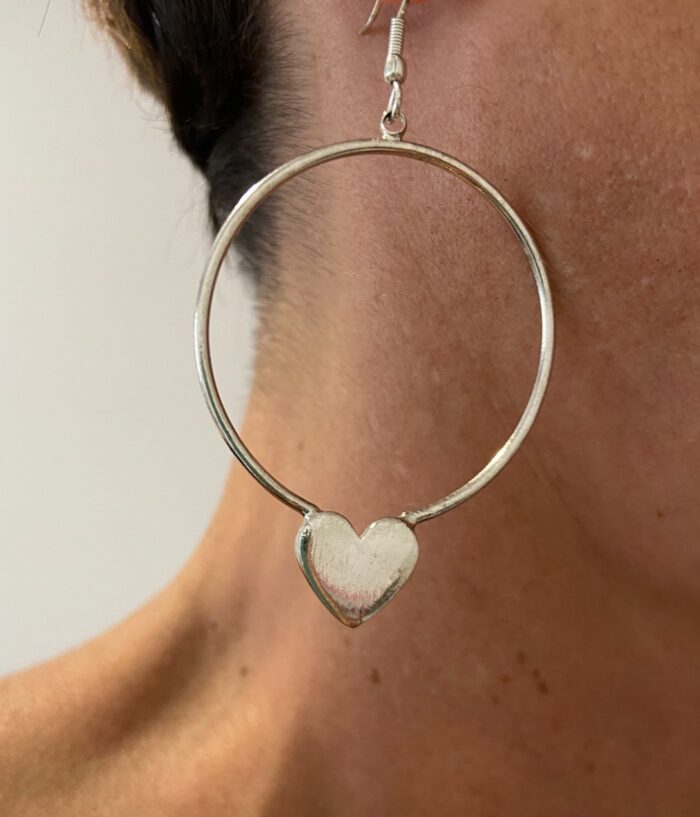 Pendientes aro colgante corazón