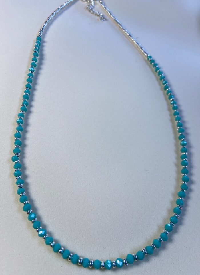 Collar cuentas de colores - plateado