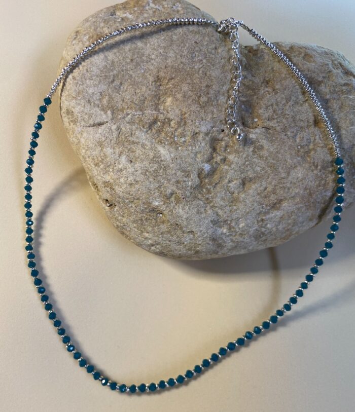 Collar cuentas de colores - plateado