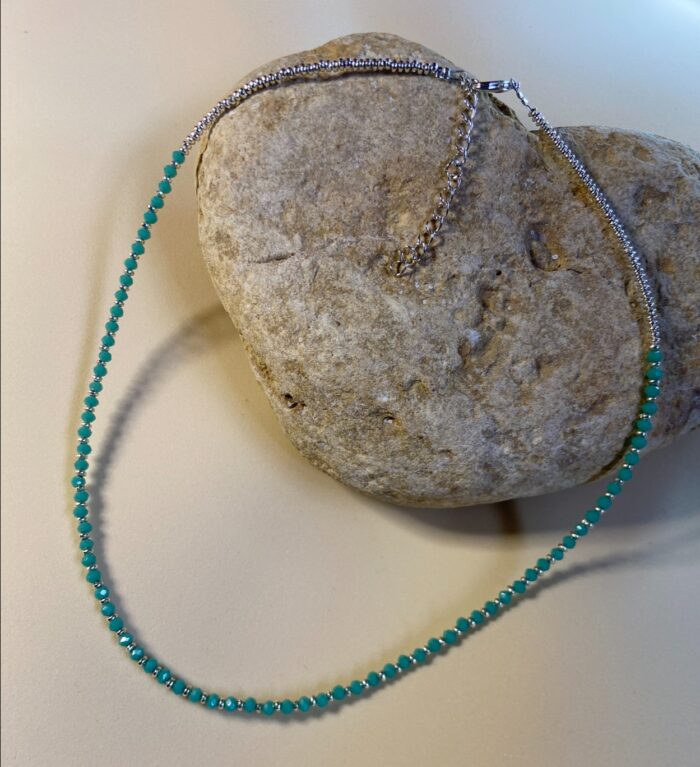 Collar cuentas de colores - plateado