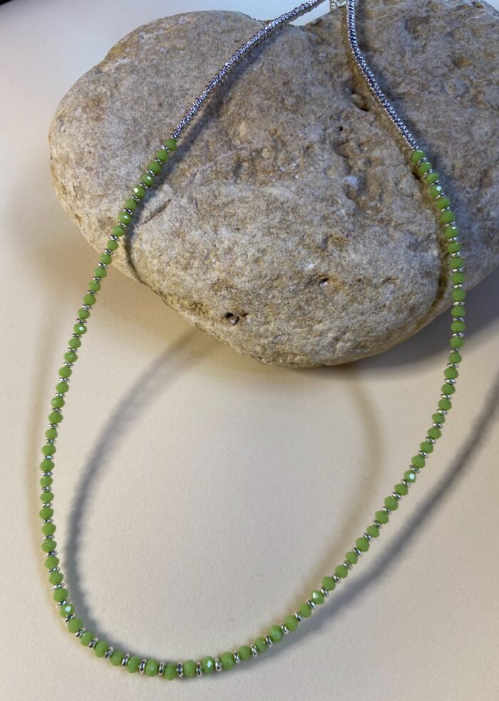 Collar cuentas de colores - plateado