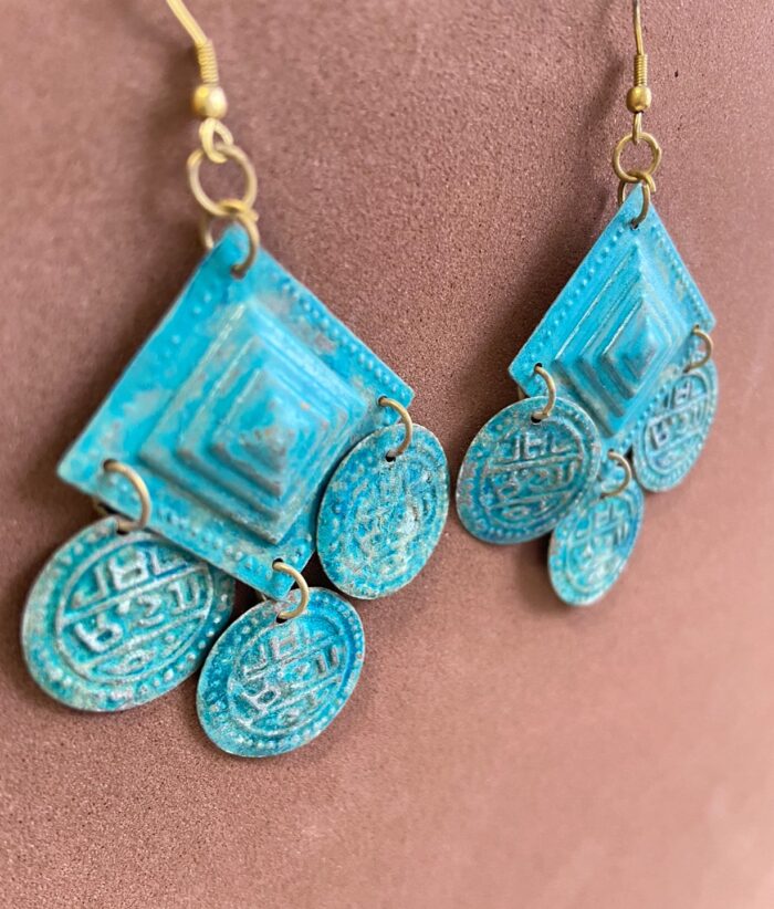 Pendientes Bohemios Rombo - opaco y antiguo