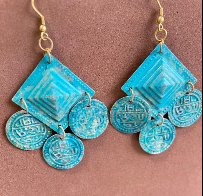 Pendientes Bohemios Rombo - opaco y antiguo