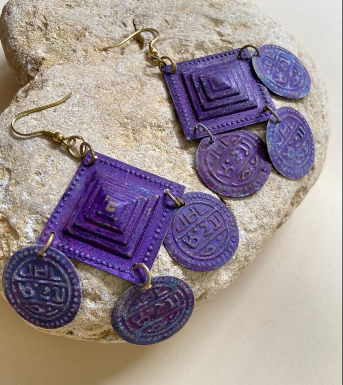 Pendientes Bohemios Rombo - opaco y antiguo