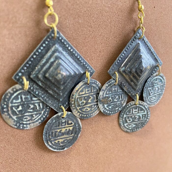 Pendientes Bohemios Rombo - opaco y antiguo