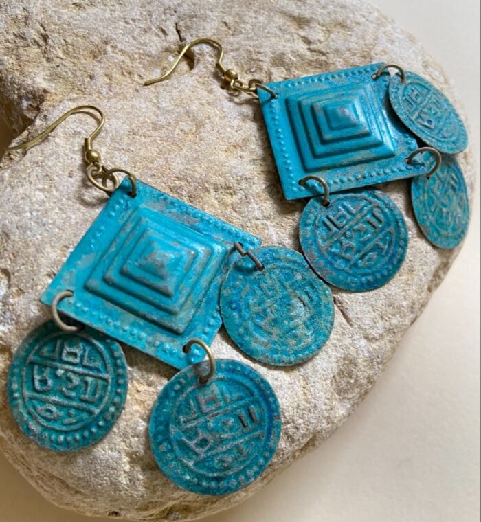Pendientes Bohemios Rombo - opaco y antiguo