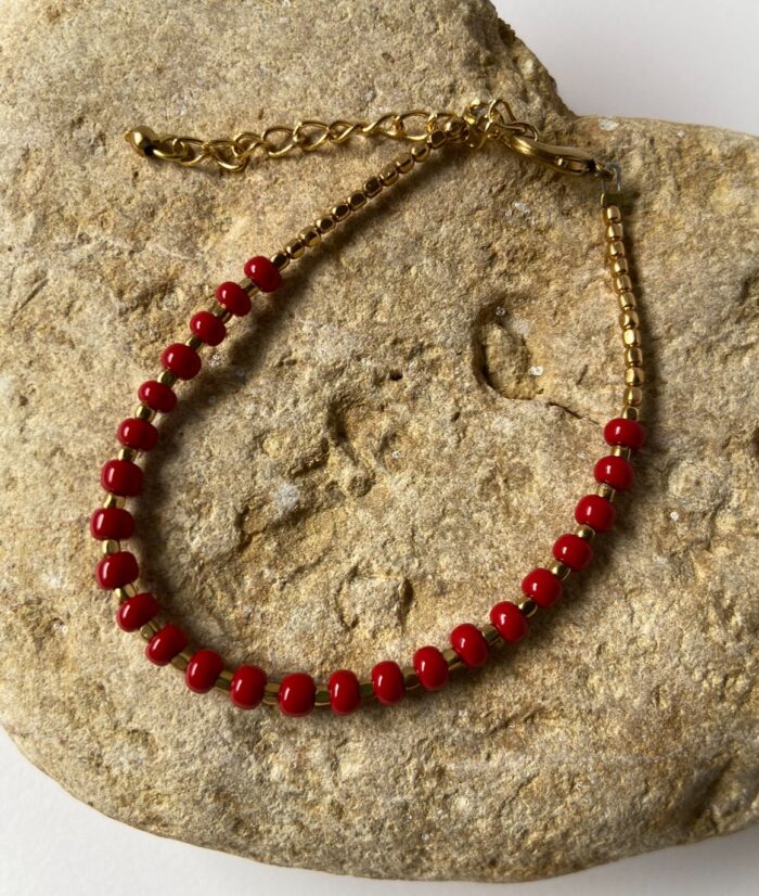 Pulsera Perlas de Colores y base oro