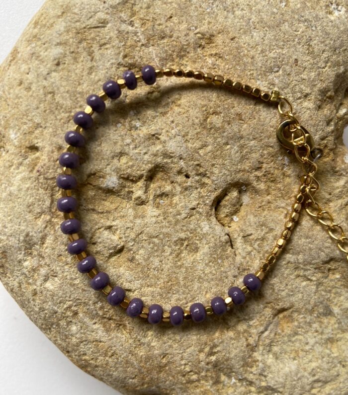 Pulsera Perlas de Colores y base oro
