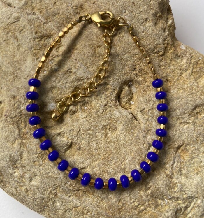 Pulsera Perlas de Colores y base oro