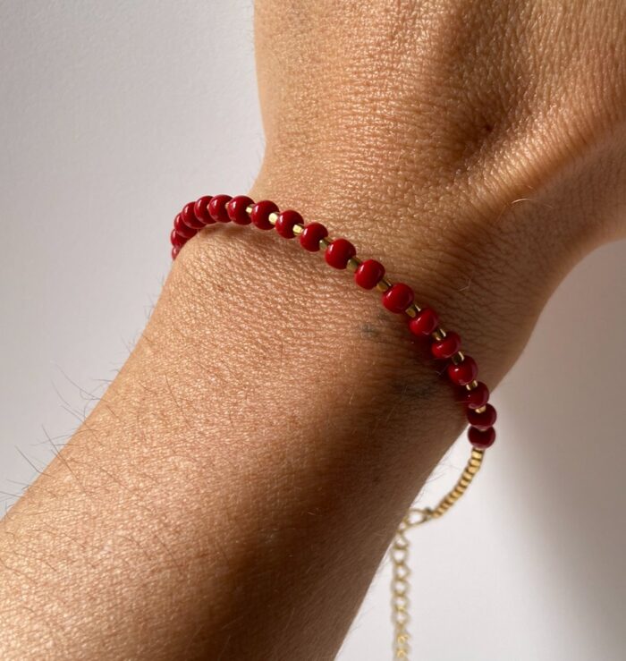 Pulsera Perlas de Colores y base oro