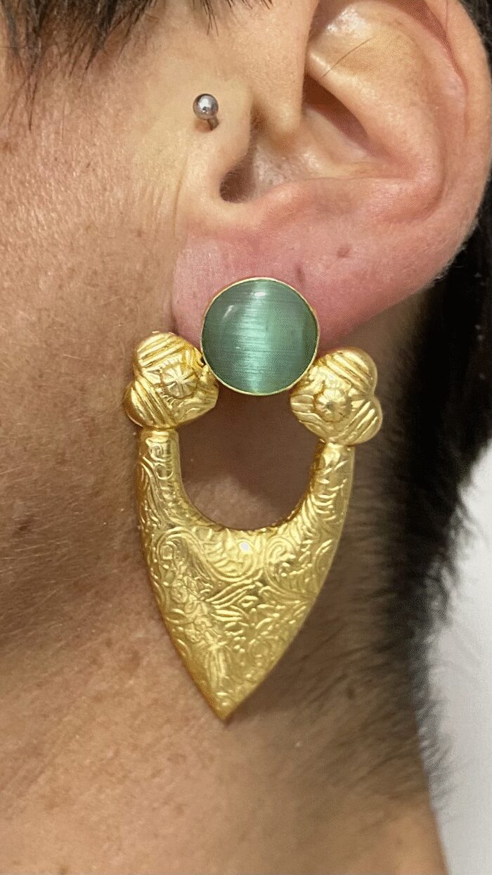 Pendientes Escudo de Perla Verde