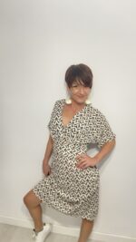 Vestido largo con lazo que se ata detrás de la espalda, escote en pico, elegante, bohochic
