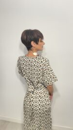 Vestido largo con lazo que se ata detrás de la espalda, escote en pico, elegante, bohochic
