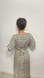 Vestido largo con lazo que se ata detrás de la espalda, escote en pico, elegante, bohochic