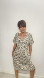 Vestido largo con lazo que se ata detrás de la espalda, escote en pico, elegante, bohochic