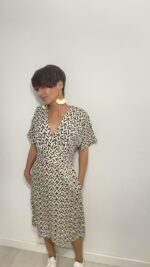 Vestido largo con lazo que se ata detrás de la espalda, escote en pico, elegante, bohochic