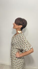 Vestido largo con lazo que se ata detrás de la espalda, escote en pico, elegante, bohochic