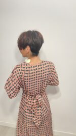 Vestido largo con lazo que se ata detrás de la espalda, escote en pico, elegante, bohochic
