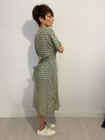 Vestido largo con lazo que se ata detrás de la espalda, escote en pico, elegante, bohochic