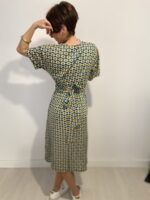 Vestido largo con lazo que se ata detrás de la espalda, escote en pico, elegante, bohochic