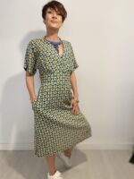 Vestido largo con lazo que se ata detrás de la espalda, escote en pico, elegante, bohochic