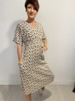Vestido largo con lazo que se ata detrás de la espalda, escote en pico, elegante, bohochic