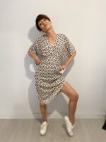 Vestido largo con lazo que se ata detrás de la espalda, escote en pico, elegante, bohochic