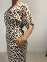 Vestido largo con lazo que se ata detrás de la espalda, escote en pico, elegante, bohochic