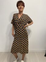 Vestido largo con lazo que se ata detrás de la espalda, escote en pico, elegante, bohochic