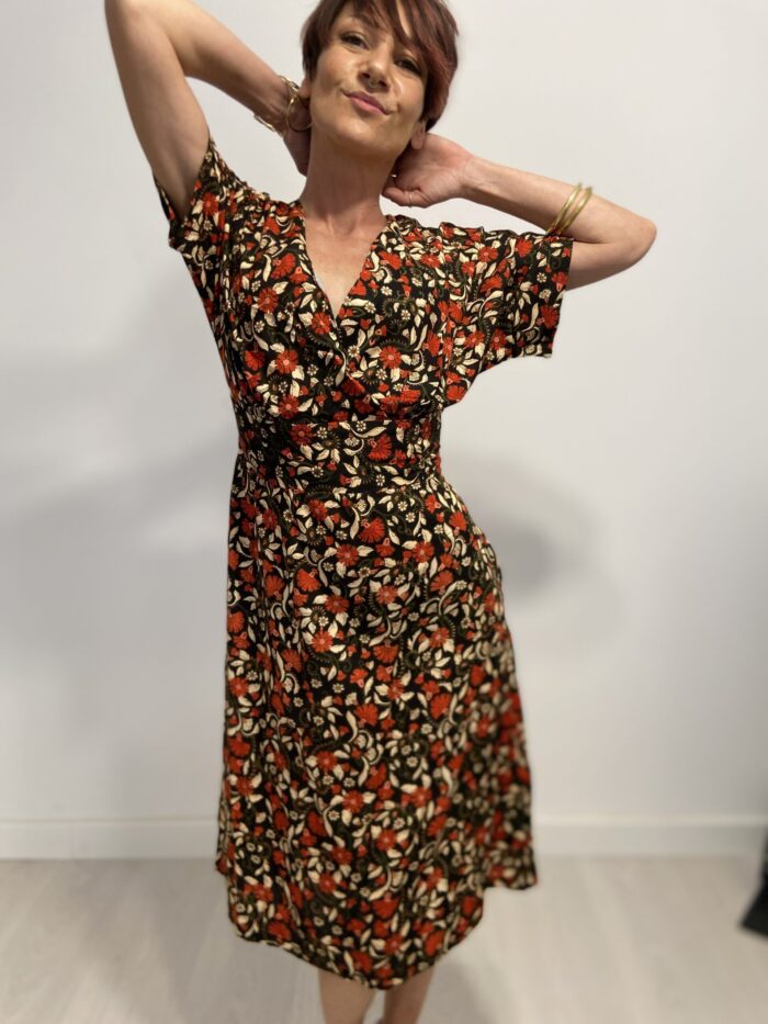 Vestido largo con lazo que se ata detrás de la espalda, escote en pico, elegante, bohochic