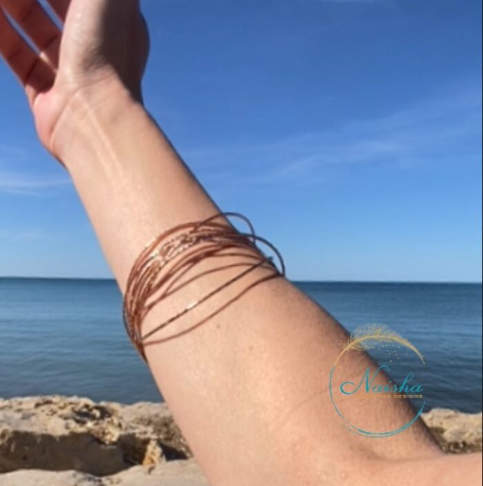 Brazalete Multianillos con Baño de Cobre – Artesanal