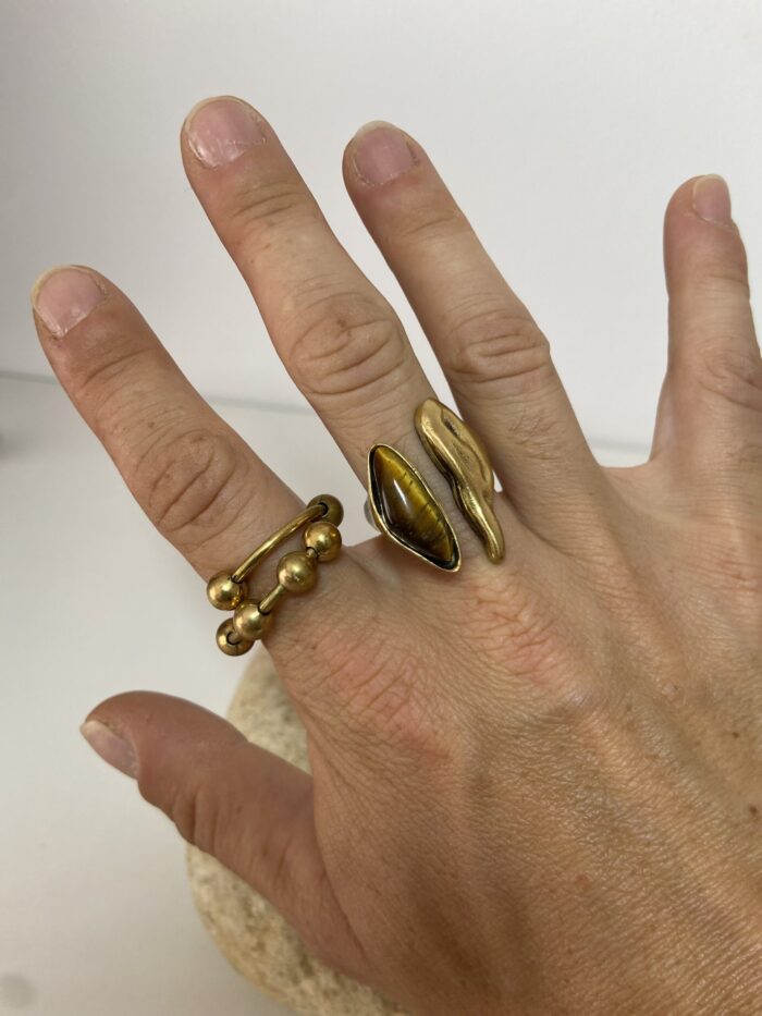 Anillo Ajustable con Piedra Ojo de Tigre