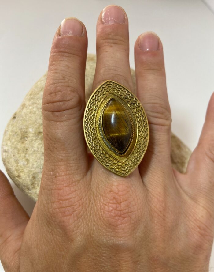 Anillo Ajustable con Piedra Ojo de Tigre