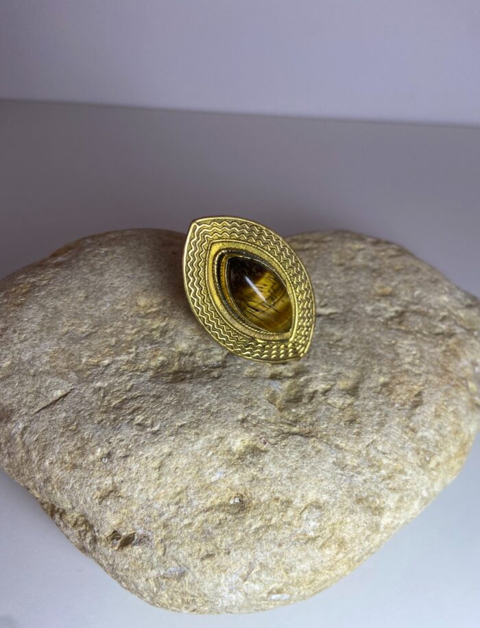 Anillo Ajustable con Piedra Ojo de Tigre