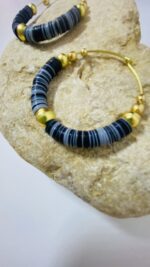 Pendientes de Aro con Paletas de Colores y Perlas Doradas