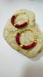 Pendientes de Aro con Paletas de Colores y Perlas Doradas