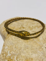 Brazalete serpiente para bíceps en latón dorado o plateado. Artesanal y boho chic.