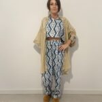 Conjunto de algodón artesanal con cardigan étnico