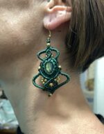 Pendientes macramé verde – detalle