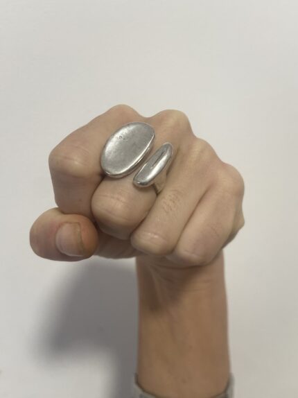 apertura trasera del anillo de latón plata ajustable